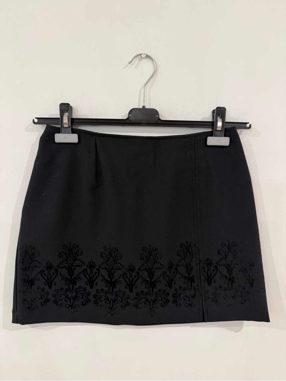 Women's Black Embroidered Mini Skirt
